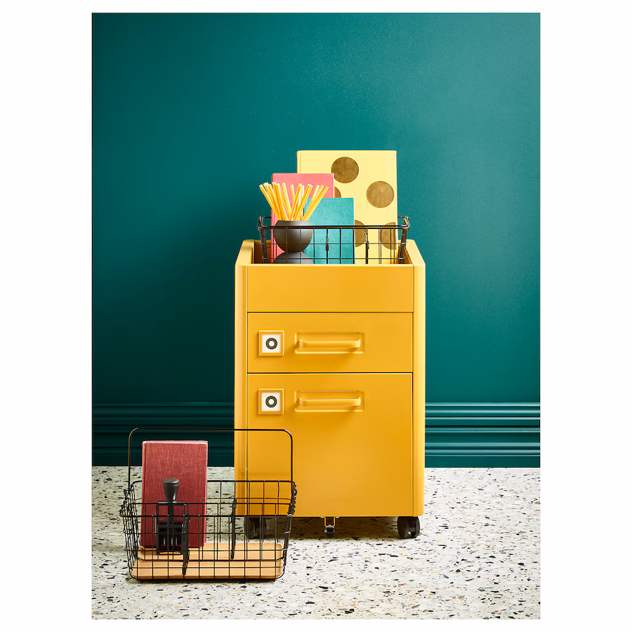 meuble bureau rangement caisson à dossiers suspendus moderne vintage coloré