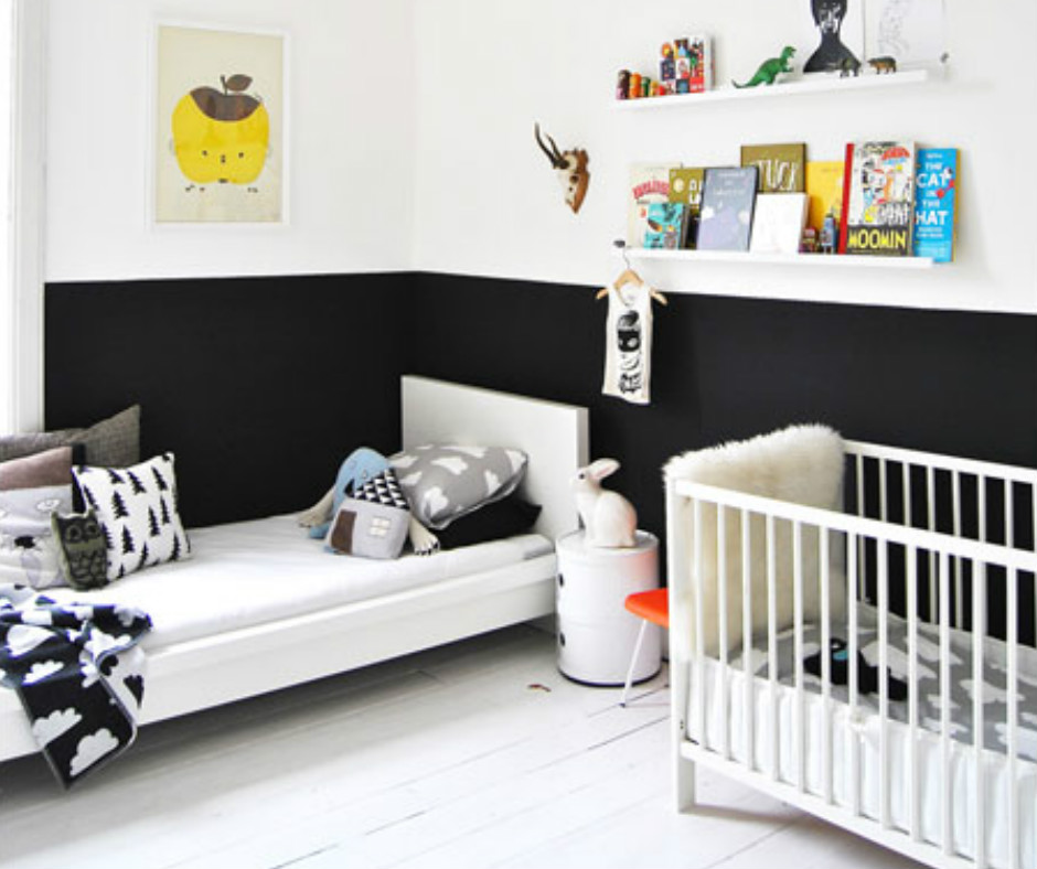 inspration deco chambre enfant black and white noir blanc