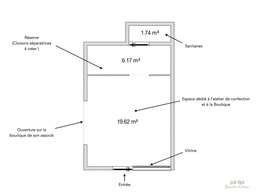 plan 2D boutique atelier