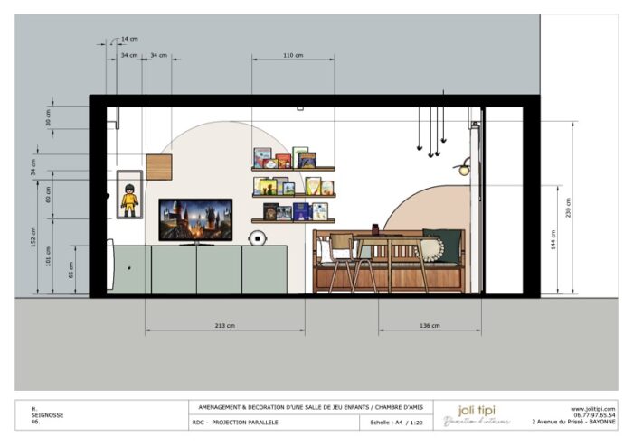 Carnet agencement déco plans 2D cotations étude complète