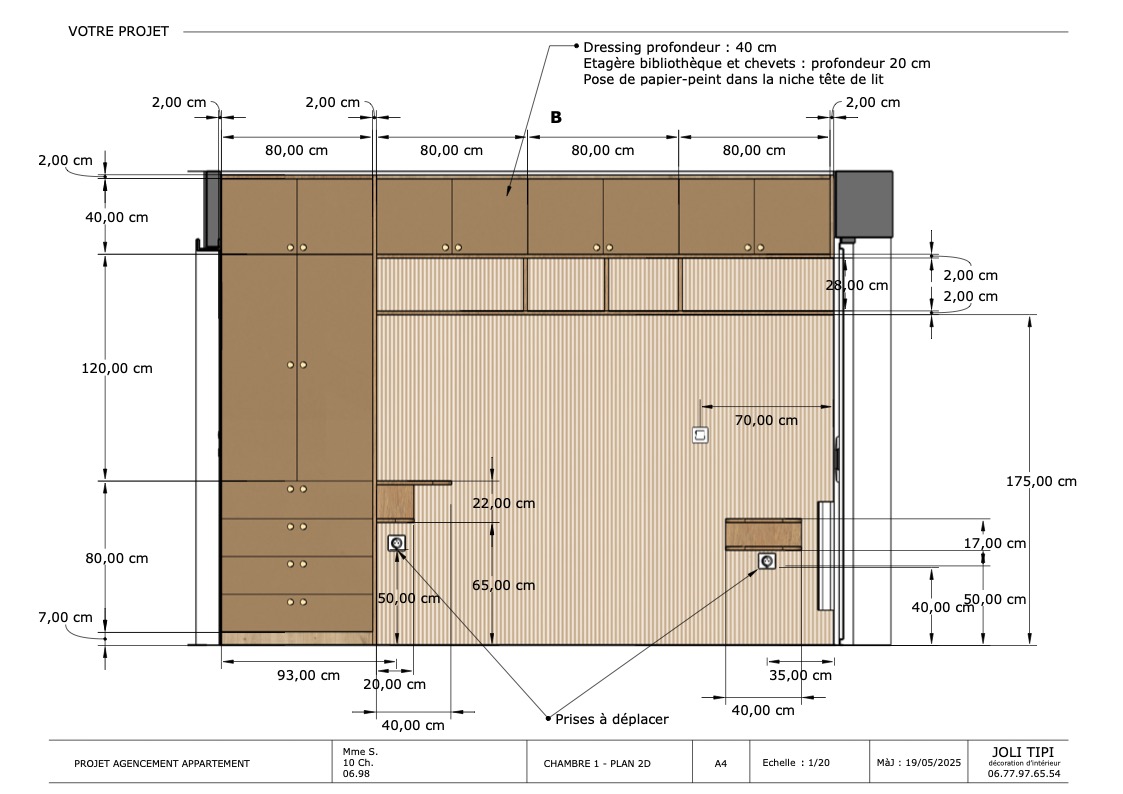 plan élévation lit pont dressing