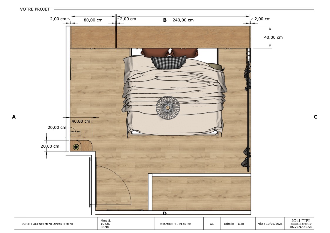 plan 2D agencement chambre parentale