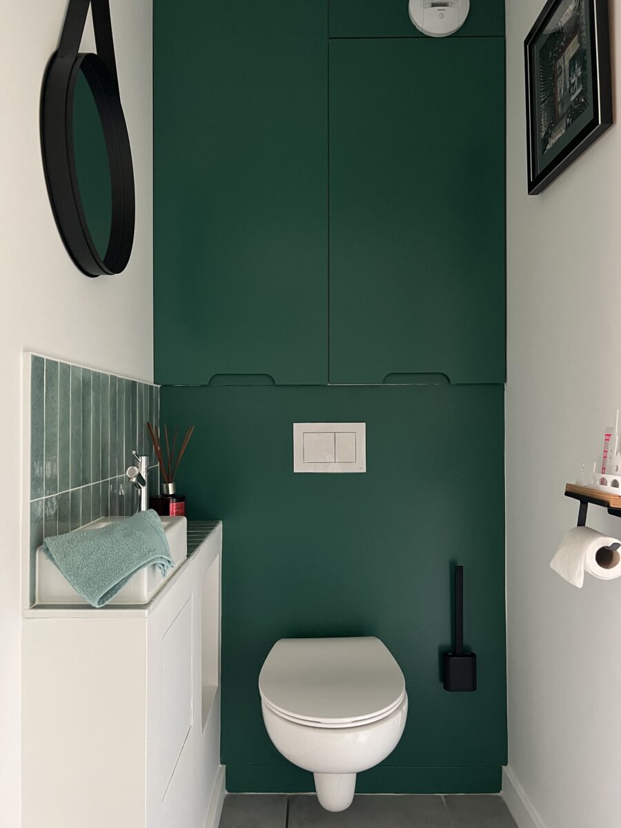 aménager wc suspendu avec lave main et rangement