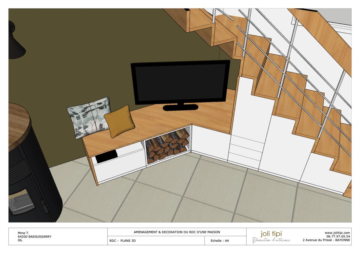 carnet aménagement sur mesure, meuble sous escaliers