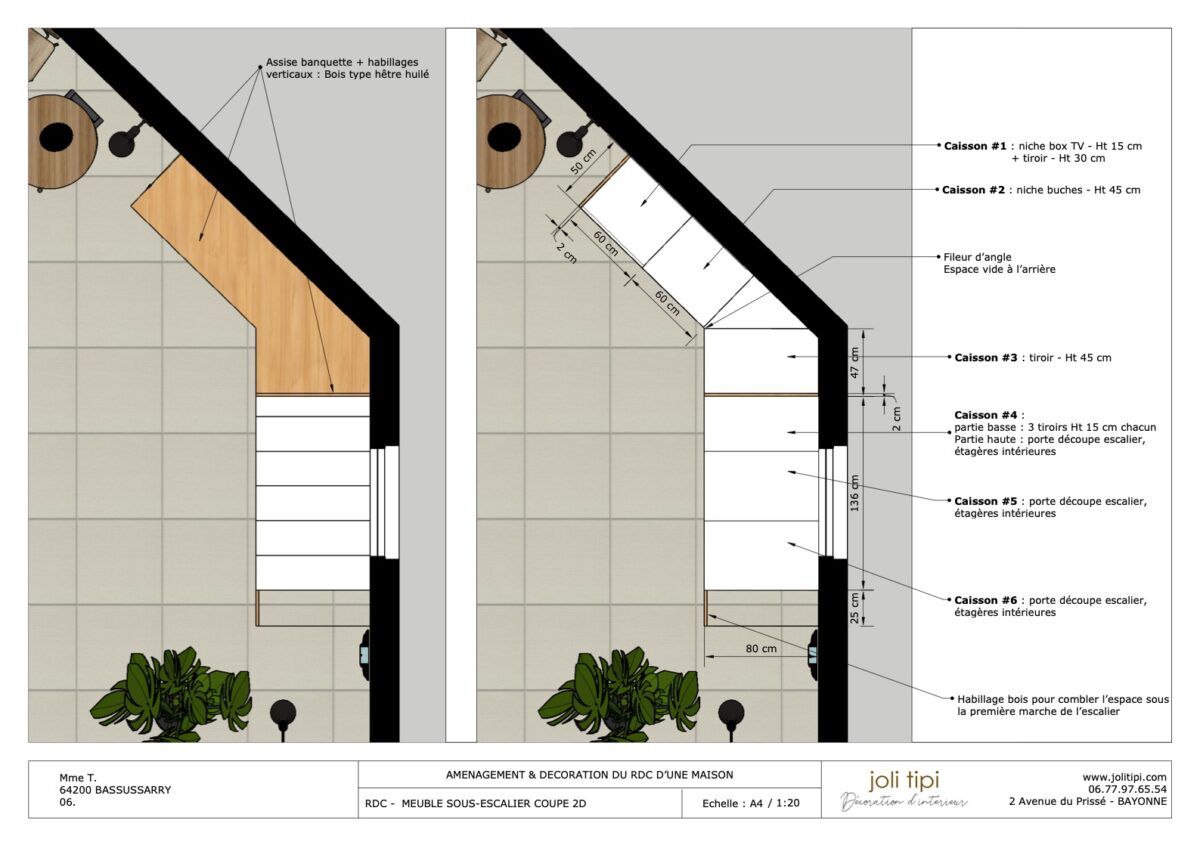carnet descriptif agencement meuble sous escaliers